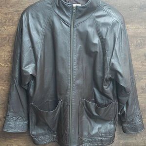 Vintage Spiegel Brown Leather Jacket Mens Zip Up L